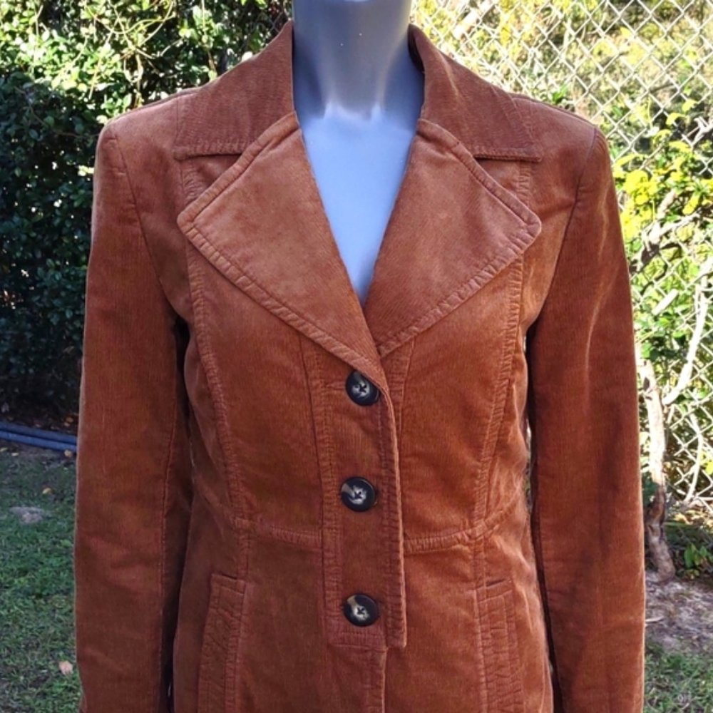 CABI Corduroy Three Button Peplum Style Lux Coat/Jacket